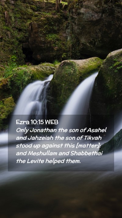 Picture 02 - Ezra 10:15 WEB Mobile Phone Wallpaper - Only Jonathan the son of Asahel and Jahzeiah the - Mobile Bible Verse Wallpaper
