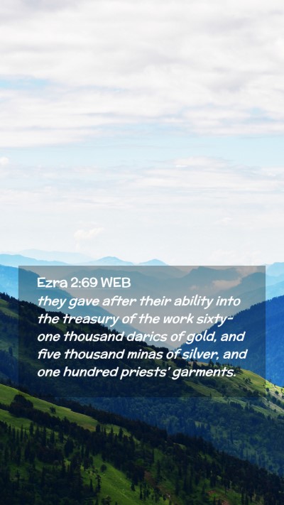 Picture 02 - Ezra 2:69 WEB Mobile Phone Wallpaper - they gave after their ability into the treasury - Mobile Bible Verse Wallpaper