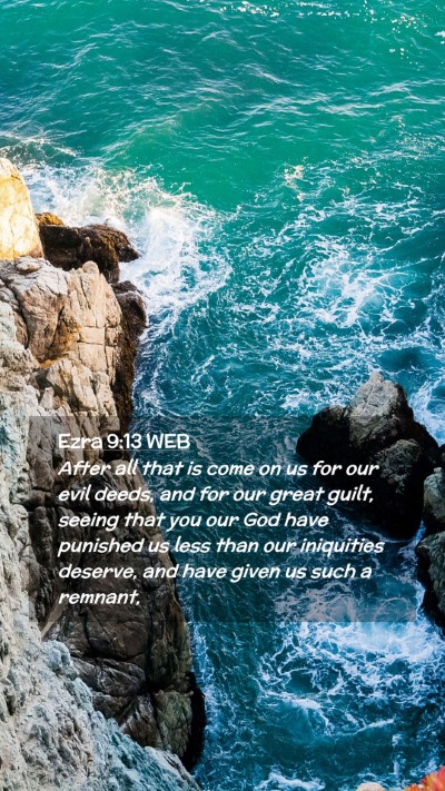 Picture 02 - Ezra 9:13 WEB Mobile Phone Wallpaper - After all that is come on us for our evil deeds, - Mobile Bible Verse Wallpaper