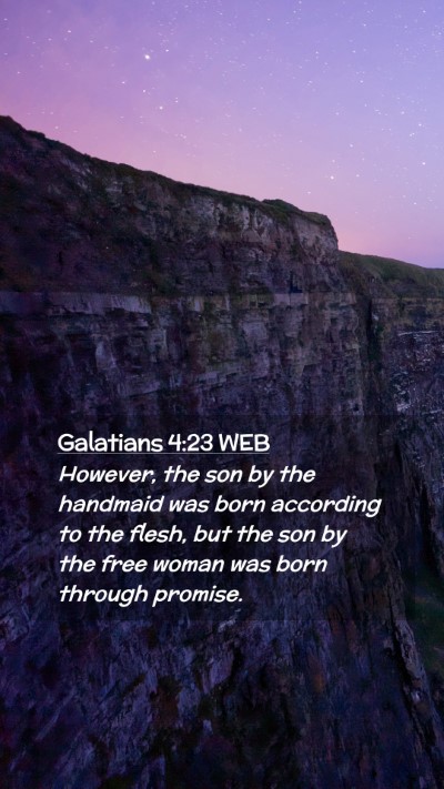 Picture 02 - Galatians 4:23 WEB Mobile Phone Wallpaper - However, the son by the handmaid was born - Mobile Bible Verse Wallpaper