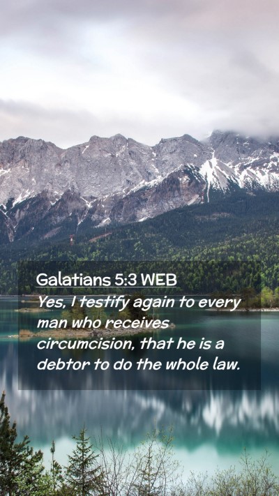Picture 02 - Galatians 5:3 WEB Mobile Phone Wallpaper - Yes, I testify again to every man who receives - Mobile Bible Verse Wallpaper