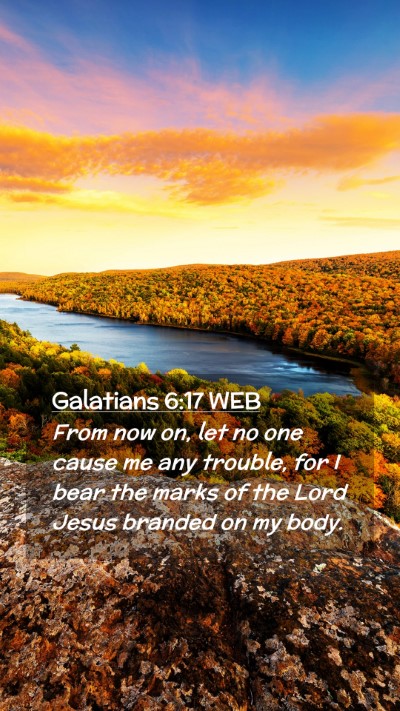 Picture 02 - Galatians 6:17 WEB Mobile Phone Wallpaper - From now on, let no one cause me any trouble, for - Mobile Bible Verse Wallpaper