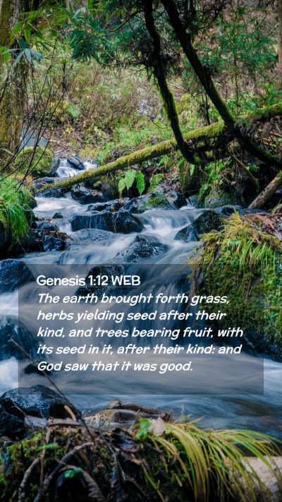 Picture 02 - Genesis 1:12 WEB Mobile Phone Wallpaper - The earth brought forth grass, herbs yielding - Mobile Bible Verse Wallpaper