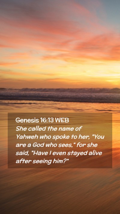 Picture 02 - Genesis 16:13 WEB Mobile Phone Wallpaper - She called the name of Yahweh who spoke to her, - Mobile Bible Verse Wallpaper