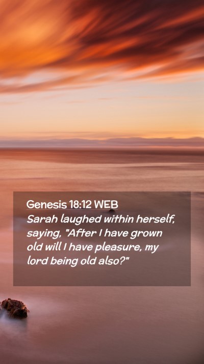 Picture 02 - Genesis 18:12 WEB Mobile Phone Wallpaper - Sarah laughed within herself, saying, 