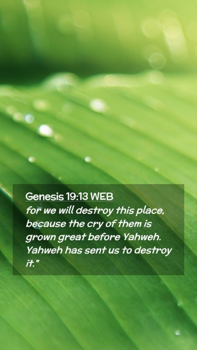 Picture 02 - Genesis 19:13 WEB Mobile Phone Wallpaper - for we will destroy this place, because the cry - Mobile Bible Verse Wallpaper