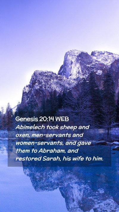 Picture 02 - Genesis 20:14 WEB Mobile Phone Wallpaper - Abimelech took sheep and oxen, men-servants and - Mobile Bible Verse Wallpaper