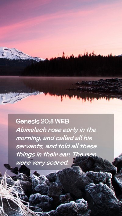 Picture 02 - Genesis 20:8 WEB Mobile Phone Wallpaper - Abimelech rose early in the morning, and called - Mobile Bible Verse Wallpaper