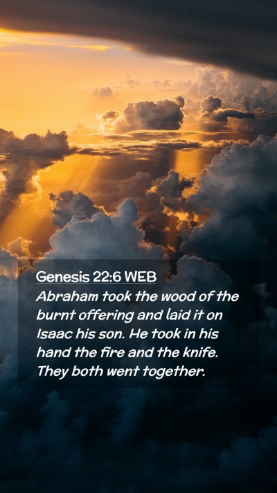 Picture 02 - Genesis 22:6 WEB Mobile Phone Wallpaper - Abraham took the wood of the burnt offering and - Mobile Bible Verse Wallpaper