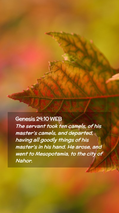 Picture 02 - Genesis 24:10 WEB Mobile Phone Wallpaper - The servant took ten camels, of his master's - Mobile Bible Verse Wallpaper