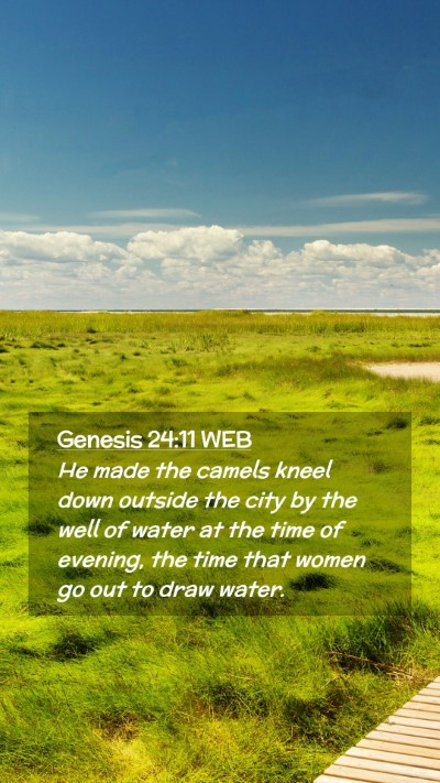 Picture 02 - Genesis 24:11 WEB Mobile Phone Wallpaper - He made the camels kneel down outside the city by - Mobile Bible Verse Wallpaper