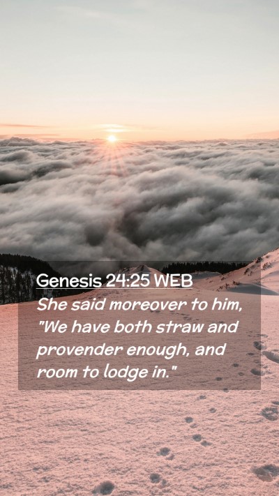 Picture 02 - Genesis 24:25 WEB Mobile Phone Wallpaper - She said moreover to him, 
