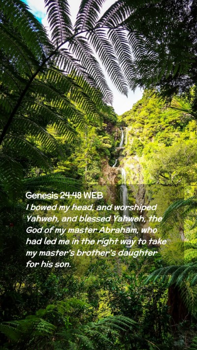 Picture 02 - Genesis 24:48 WEB Mobile Phone Wallpaper - I bowed my head, and worshiped Yahweh, and - Mobile Bible Verse Wallpaper