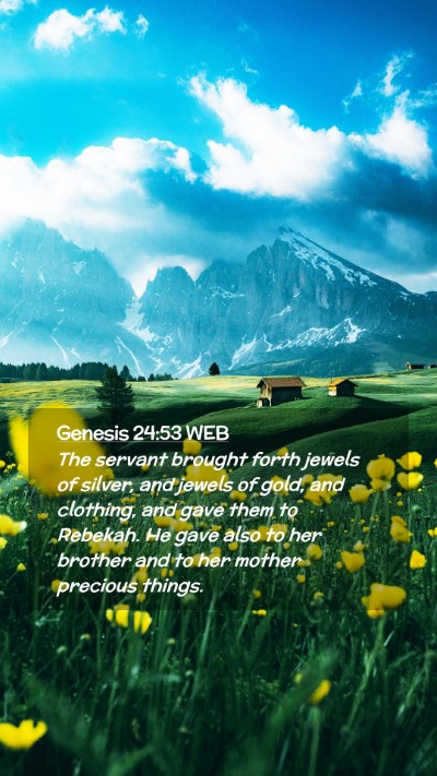 Picture 02 - Genesis 24:53 WEB Mobile Phone Wallpaper - The servant brought forth jewels of silver, and - Mobile Bible Verse Wallpaper
