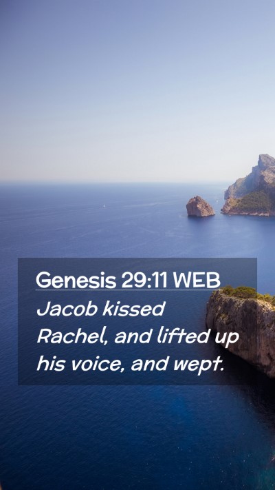 Picture 02 - Genesis 29:11 WEB Mobile Phone Wallpaper - Jacob kissed Rachel, and lifted up his voice, and - Mobile Bible Verse Wallpaper