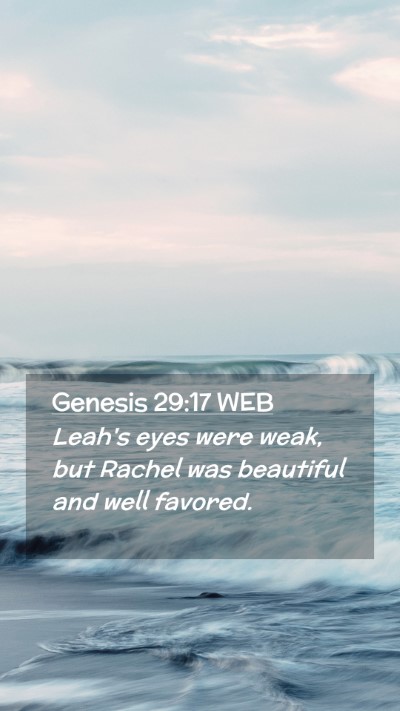 Picture 02 - Genesis 29:17 WEB Mobile Phone Wallpaper - Leah's eyes were weak, but Rachel was beautiful - Mobile Bible Verse Wallpaper