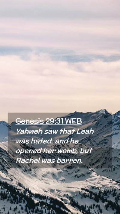 Picture 02 - Genesis 29:31 WEB Mobile Phone Wallpaper - Yahweh saw that Leah was hated, and he opened her - Mobile Bible Verse Wallpaper