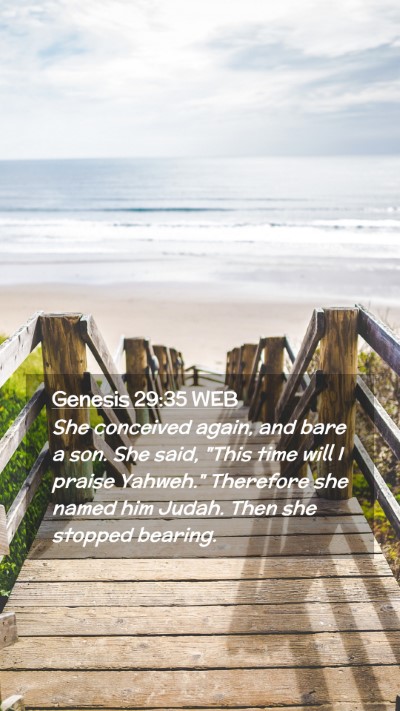 Picture 02 - Genesis 29:35 WEB Mobile Phone Wallpaper - She conceived again, and bare a son. She said, - Mobile Bible Verse Wallpaper
