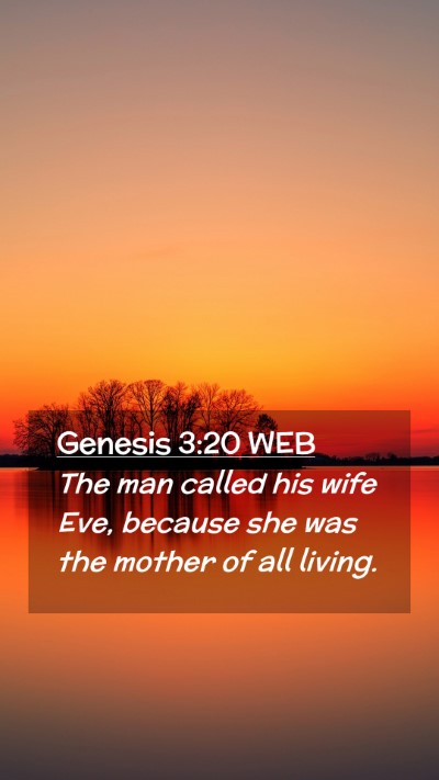 Picture 02 - Genesis 3:20 WEB Mobile Phone Wallpaper - The man called his wife Eve, because she was the - Mobile Bible Verse Wallpaper