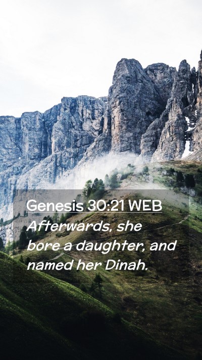 Picture 02 - Genesis 30:21 WEB Mobile Phone Wallpaper - Afterwards, she bore a daughter, and named her - Mobile Bible Verse Wallpaper