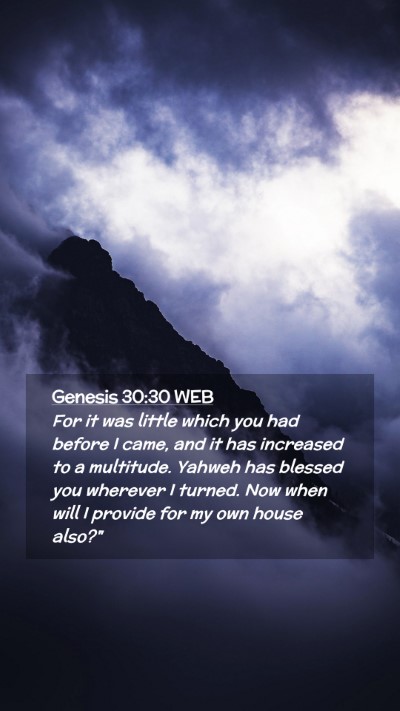 Picture 02 - Genesis 30:30 WEB Mobile Phone Wallpaper - For it was little which you had before I came, - Mobile Bible Verse Wallpaper