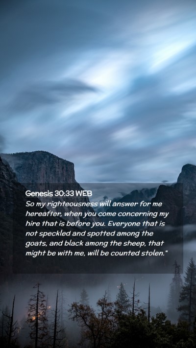 Picture 02 - Genesis 30:33 WEB Mobile Phone Wallpaper - So my righteousness will answer for me hereafter, - Mobile Bible Verse Wallpaper