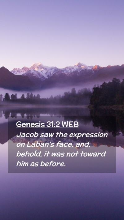 Picture 02 - Genesis 31:2 WEB Mobile Phone Wallpaper - Jacob saw the expression on Laban's face, and, - Mobile Bible Verse Wallpaper