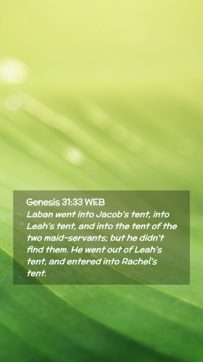 Picture 02 - Genesis 31:33 WEB Mobile Phone Wallpaper - Laban went into Jacob's tent, into Leah's tent, - Mobile Bible Verse Wallpaper