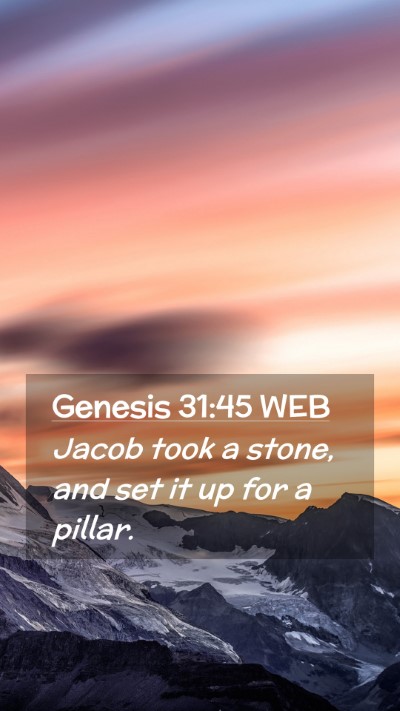 Picture 02 - Genesis 31:45 WEB Mobile Phone Wallpaper - Jacob took a stone, and set it up for a - Mobile Bible Verse Wallpaper