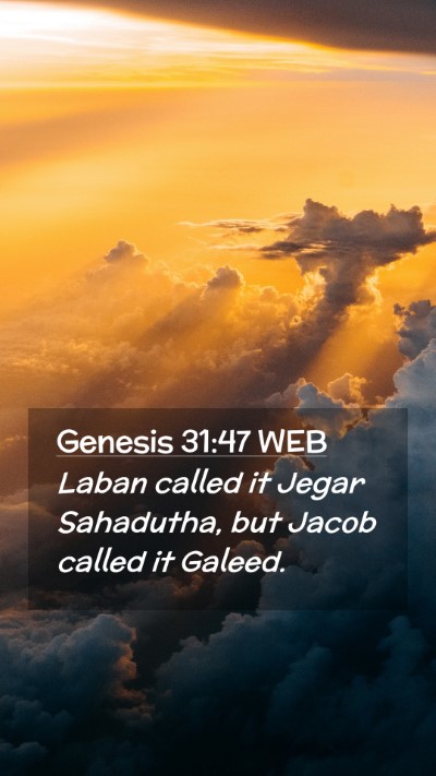 Picture 02 - Genesis 31:47 WEB Mobile Phone Wallpaper - Laban called it Jegar Sahadutha, but Jacob called - Mobile Bible Verse Wallpaper