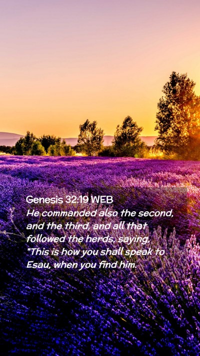 Picture 02 - Genesis 32:19 WEB Mobile Phone Wallpaper - He commanded also the second, and the third, and - Mobile Bible Verse Wallpaper