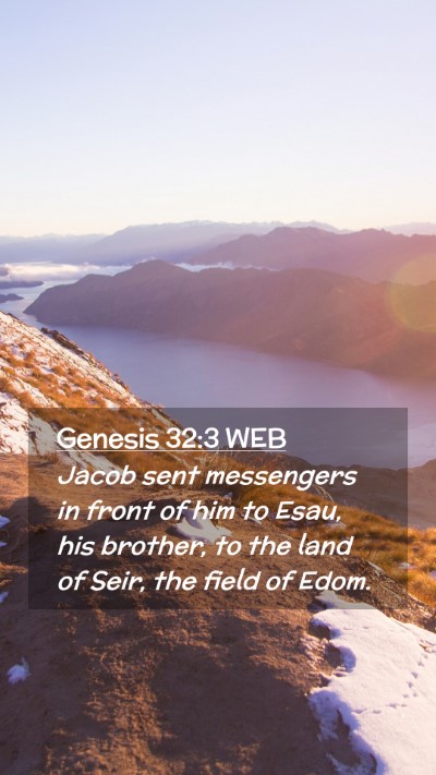 Picture 02 - Genesis 32:3 WEB Mobile Phone Wallpaper - Jacob sent messengers in front of him to Esau, - Mobile Bible Verse Wallpaper