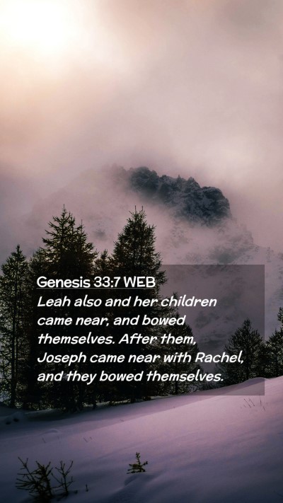 Picture 02 - Genesis 33:7 WEB Mobile Phone Wallpaper - Leah also and her children came near, and bowed - Mobile Bible Verse Wallpaper