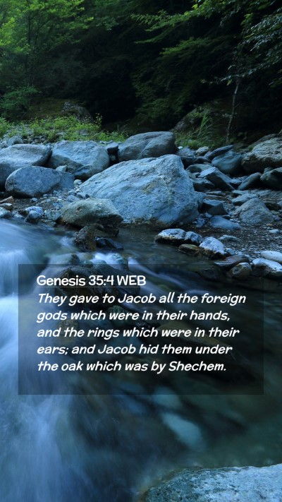 Picture 02 - Genesis 35:4 WEB Mobile Phone Wallpaper - They gave to Jacob all the foreign gods which - Mobile Bible Verse Wallpaper