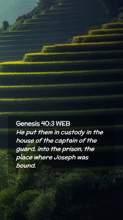Picture 02 - Genesis 40:3 WEB Mobile Phone Wallpaper - He put them in custody in the house of the - Mobile Bible Verse Wallpaper