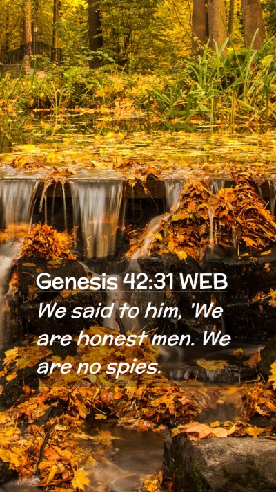 Picture 02 - Genesis 42:31 WEB Mobile Phone Wallpaper - We said to him, 'We are honest men. We are no - Mobile Bible Verse Wallpaper