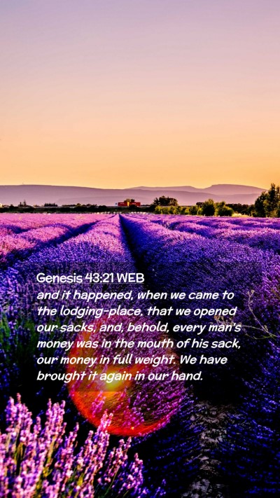 Picture 02 - Genesis 43:21 WEB Mobile Phone Wallpaper - and it happened, when we came to the - Mobile Bible Verse Wallpaper