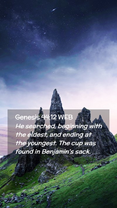 Picture 02 - Genesis 44:12 WEB Mobile Phone Wallpaper - He searched, beginning with the eldest, and - Mobile Bible Verse Wallpaper