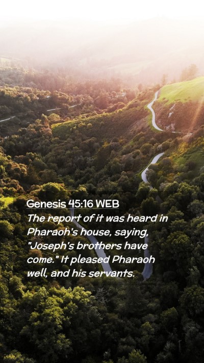 Picture 02 - Genesis 45:16 WEB Mobile Phone Wallpaper - The report of it was heard in Pharaoh's house, - Mobile Bible Verse Wallpaper