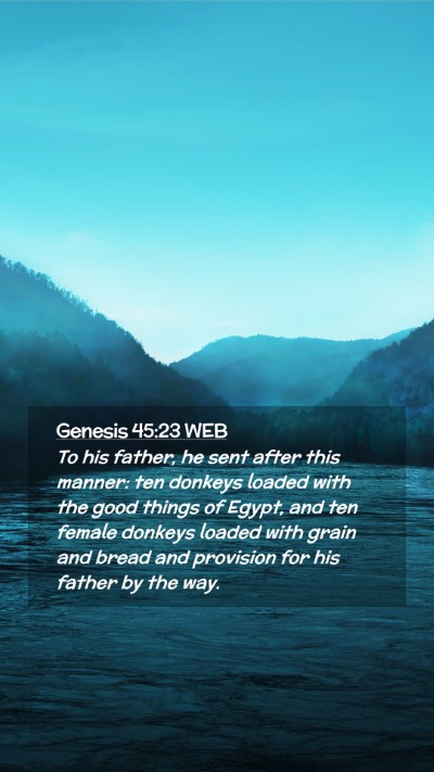 Picture 02 - Genesis 45:23 WEB Mobile Phone Wallpaper - To his father, he sent after this manner: ten - Mobile Bible Verse Wallpaper
