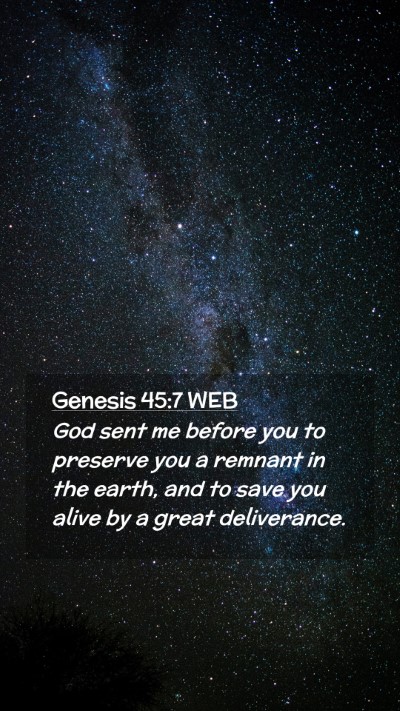Picture 02 - Genesis 45:7 WEB Mobile Phone Wallpaper - God sent me before you to preserve you a remnant - Mobile Bible Verse Wallpaper