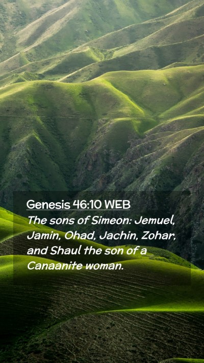 Picture 02 - Genesis 46:10 WEB Mobile Phone Wallpaper - The sons of Simeon: Jemuel, Jamin, Ohad, Jachin, - Mobile Bible Verse Wallpaper