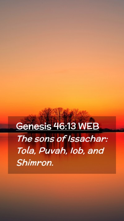 Picture 02 - Genesis 46:13 WEB Mobile Phone Wallpaper - The sons of Issachar: Tola, Puvah, Iob, and - Mobile Bible Verse Wallpaper