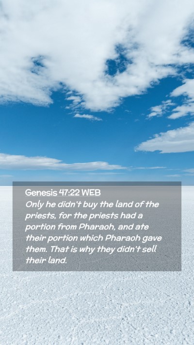 Picture 02 - Genesis 47:22 WEB Mobile Phone Wallpaper - Only he didn't buy the land of the priests, for - Mobile Bible Verse Wallpaper