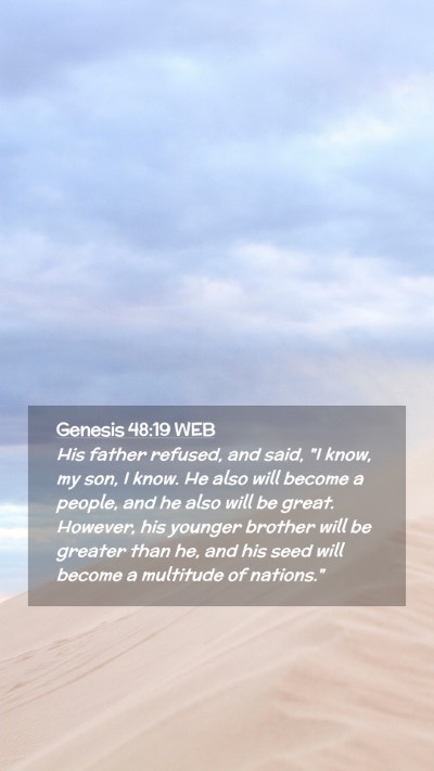 Picture 02 - Genesis 48:19 WEB Mobile Phone Wallpaper - His father refused, and said, 