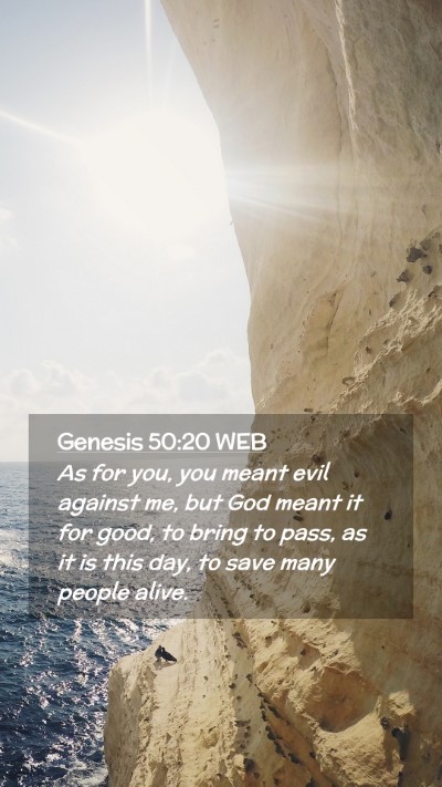 Picture 02 - Genesis 50:20 WEB Mobile Phone Wallpaper - As for you, you meant evil against me, but God - Mobile Bible Verse Wallpaper