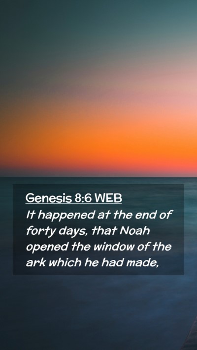Picture 02 - Genesis 8:6 WEB Mobile Phone Wallpaper - It happened at the end of forty days, that Noah - Mobile Bible Verse Wallpaper