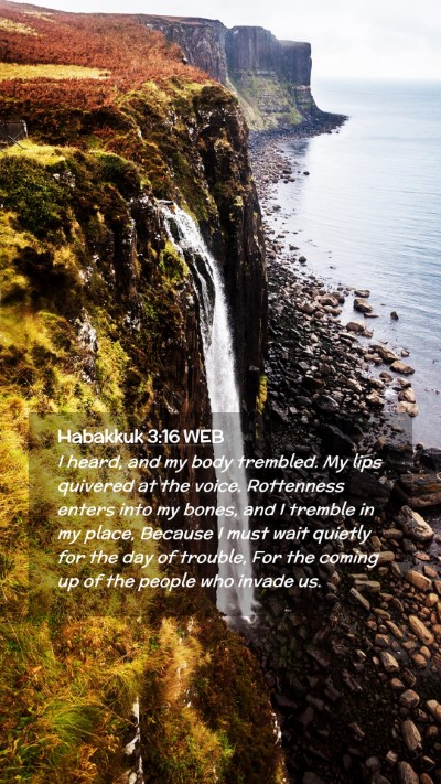 Picture 02 - Habakkuk 3:16 WEB Mobile Phone Wallpaper - I heard, and my body trembled. My lips quivered - Mobile Bible Verse Wallpaper