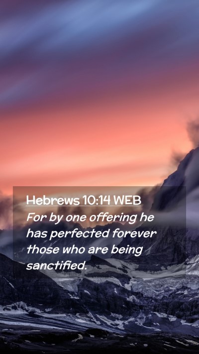 Picture 02 - Hebrews 10:14 WEB Mobile Phone Wallpaper - For by one offering he has perfected forever - Mobile Bible Verse Wallpaper