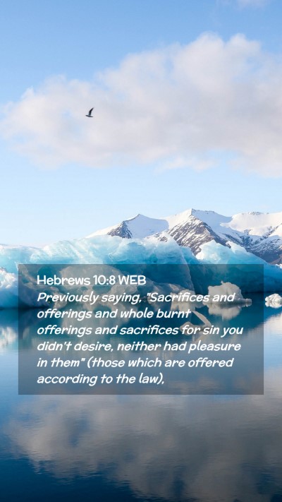 Picture 02 - Hebrews 10:8 WEB Mobile Phone Wallpaper - Previously saying, 